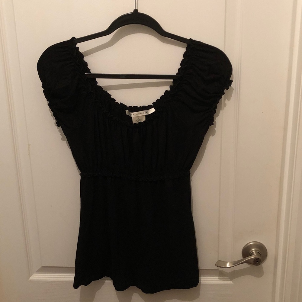 Max Studio Elegant Black Gathered Top